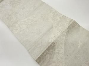 リサイクル　佐賀つづれ曲線に波・群鶴・松模様織出し袋帯